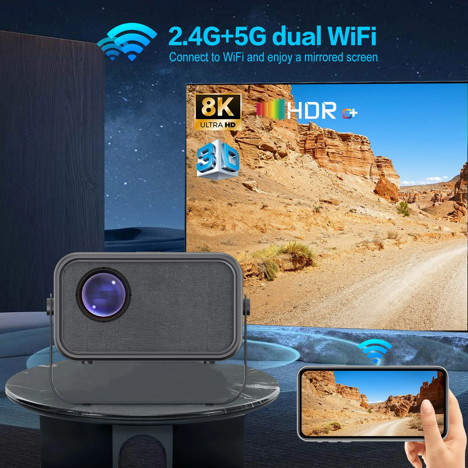 2025 Newest K4 300ANSI High Lumens Outdoor Mini Led Projector