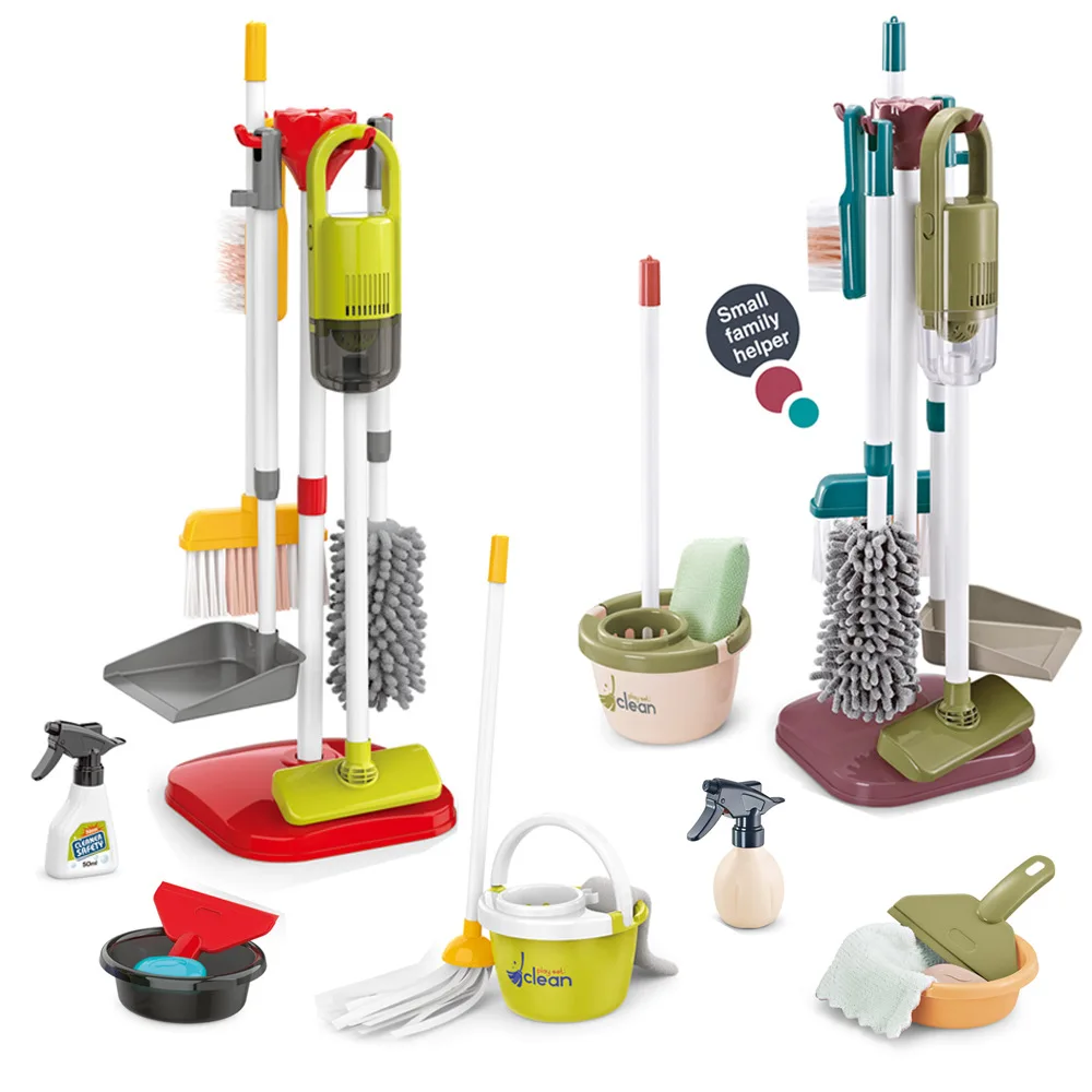 Kids Cleaning Set Housekeeping Pretend Play Set Cleaning Toys Gift for Toddlers Include Broom Mop Duster Dustpan Brushes Rag