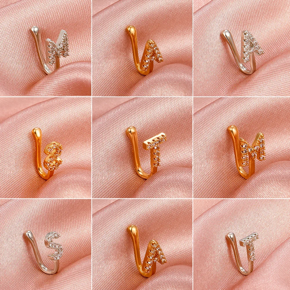 New Trendy Jewelry Free Sample Punk 1Pcs Brass CZ A-Z Alphabet