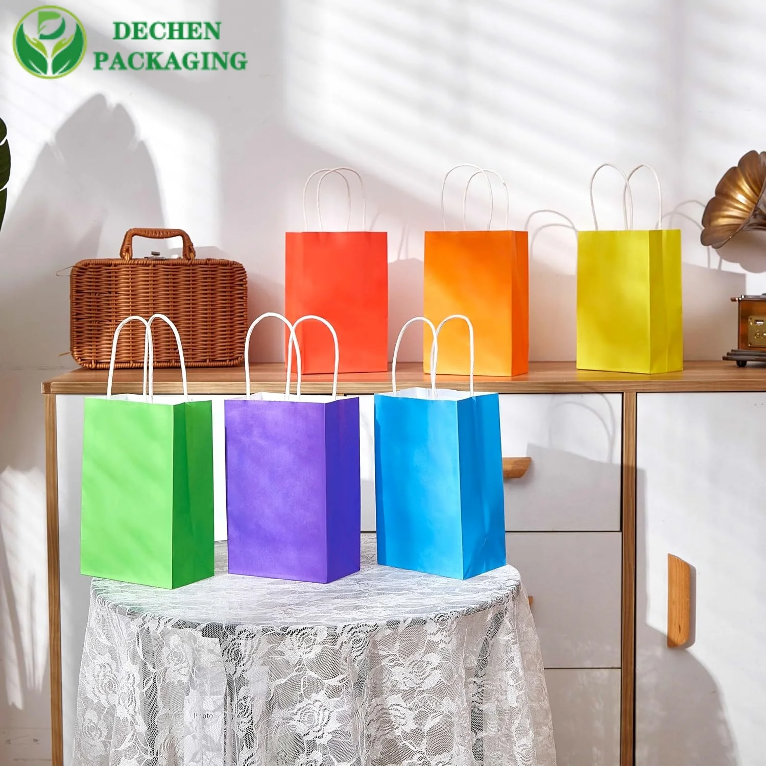 Sacs en papier exclusifs avec poignées pour magasin de thé au lait
