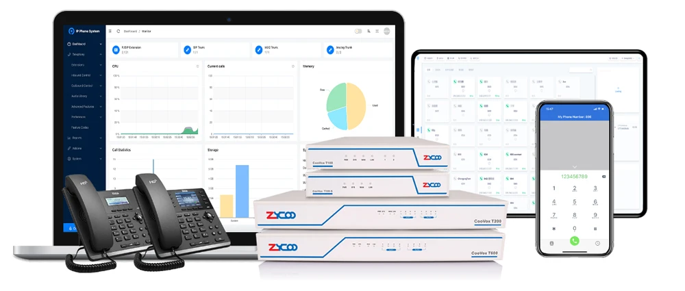 Serveur VoIP pour 200 utilisateurs sip, CooVox-T200 Grandstream ZyCoo ip pbx