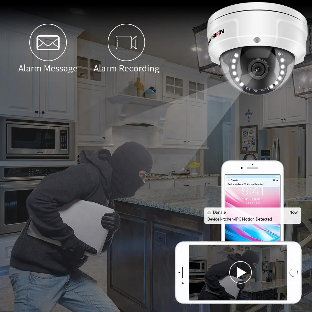 POE Megapixel Home Dome Indoor CCTV Security Surveillance IP  Camera With Night Vision Fixed Lens