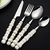 9-bead handle - pink silver spoon