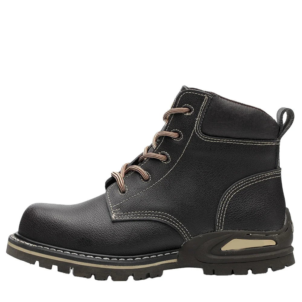 Черные сверхпрочные прорезные защитные ботинки Goodyear среднего размера строительные рабочие со стальным носком и пластиной Лошадиная кожа