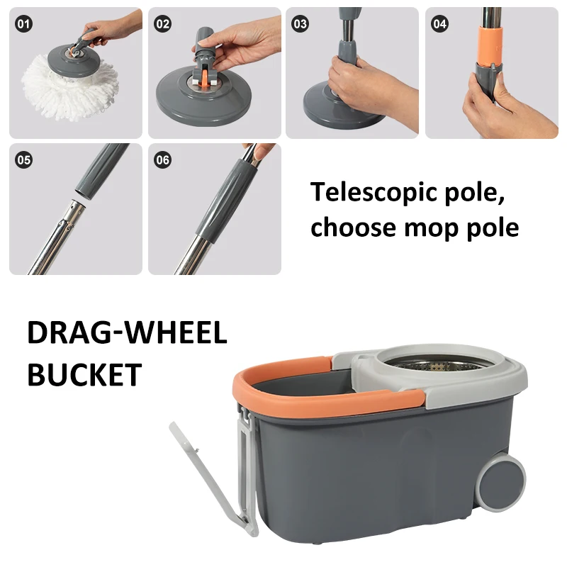 Волшебная Швабра Holamopa с ковшом и ножной педалью из микрофибры вращением на 360 градусов