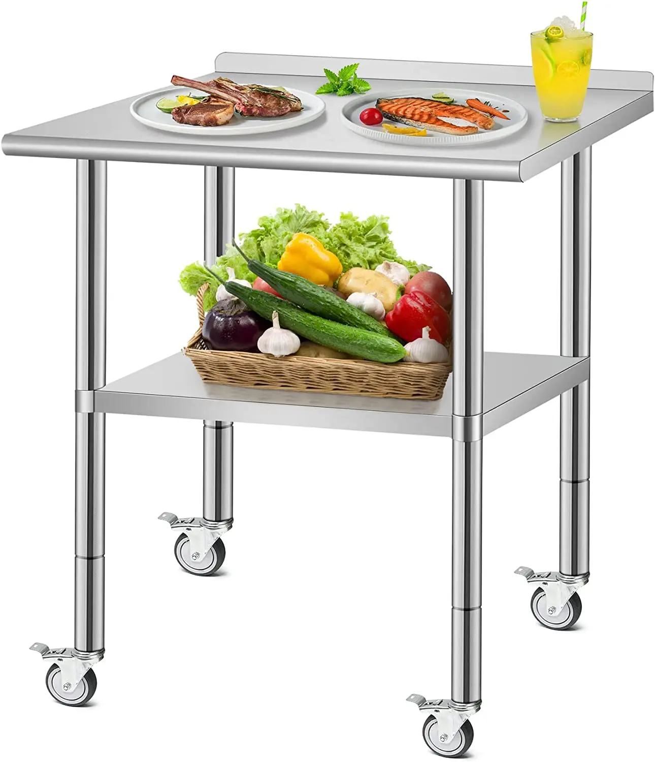 Commercial Kitchen Two Layer Stainless Steel Work Table For Kitchen ...