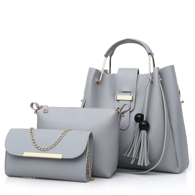 Wholesale Custom High Quality Elegance Ladies Red Leather Formal Hand Bags Sets 3 in 1 Handbags for Women
