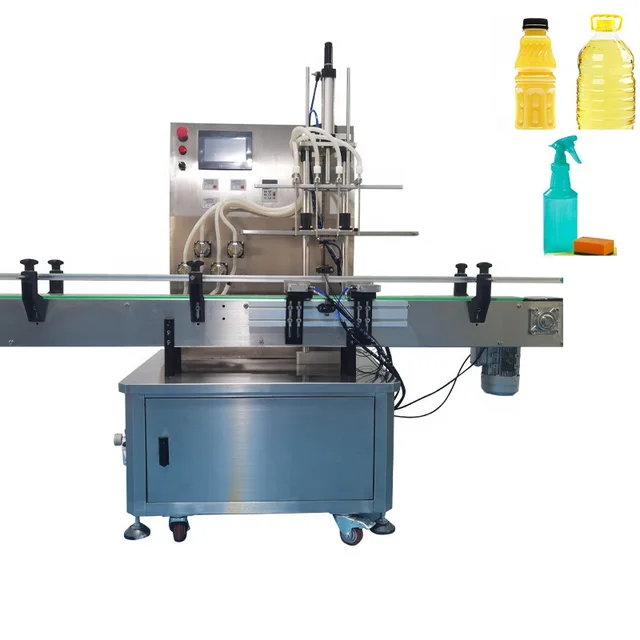 Line Automatic Four heads Tabletop Magnetic  Pump Bottle Liquid filling machine Drinks Juice Olive Oil Cosmetic Filling Machine