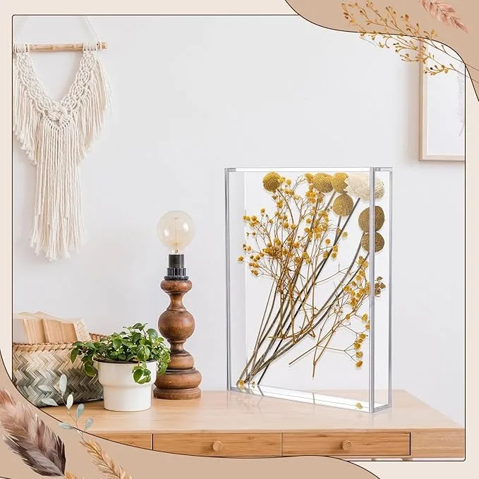 2 Pcs Acrylic Shadow Boxes Display Cases DIY Clear Acrylic Display Box Dried Flower Shadow Box