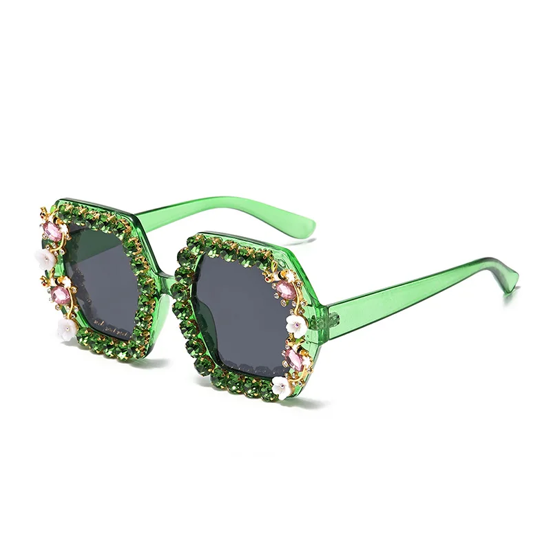 Women Sunglasses Green Lens Rhinestone Accents Fashion Shades Lentes Gafas 2026 Elevate Your Style with Green Tinted Shades - Limited Offer  main image 2