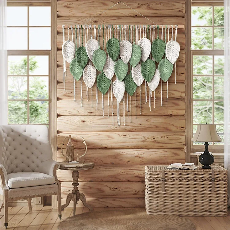 Macramé Tenture Murale Grande Décoration Murale , Tapisserie Murale Tissée Bohème À La Main , Tapisseries en Corde De Coton Teint Naturel Art Décor pour La Maison, A-100 X 80 CM