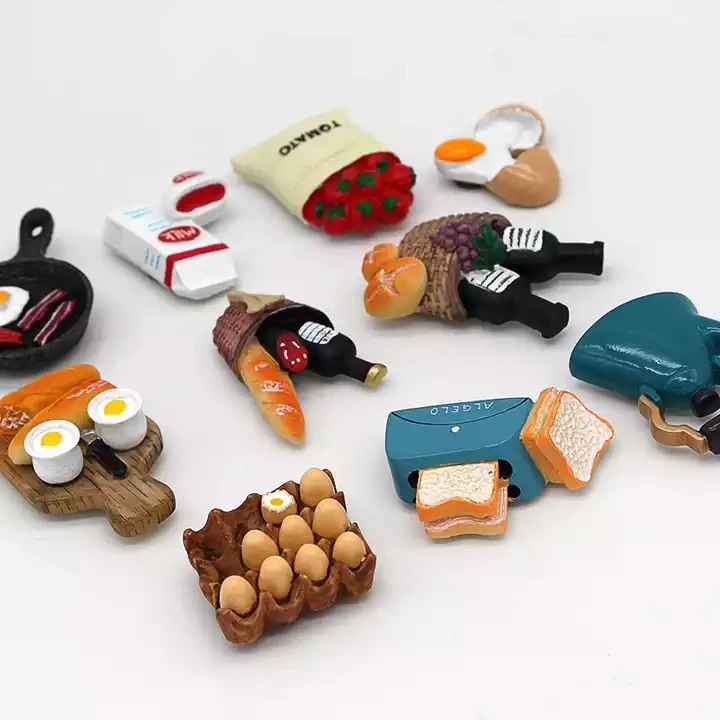 Magnetic Refrigerator Paste Sticky Notes Bread Machine Tomato Egg Pan Teapot Burger Fridge Magnet Metal Milk Model Custom Plush