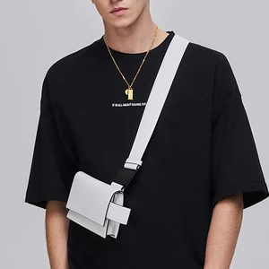 Custom Logo Leather White Casual Mens Small Chest Pack Harness Crossbody Shoulder Bag for Men