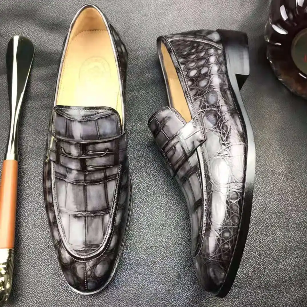 GOODYEAR CASUAL CROCODILE WEEDING SHOES Goodyear Trendy Genuine Crocodile Leather Wholesaler Loafers  main image 2