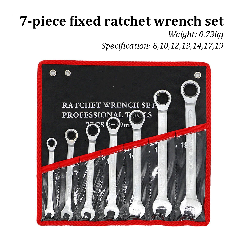 7 Pcs Adjustable Wrench Tool Set Hand Tool Combination Ratchet Wrench Set Torque Wrench