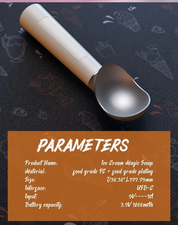 product laudtec sz01 electric heating ice cream spoon scoop convenient fast and efficient constant temperature safe-10