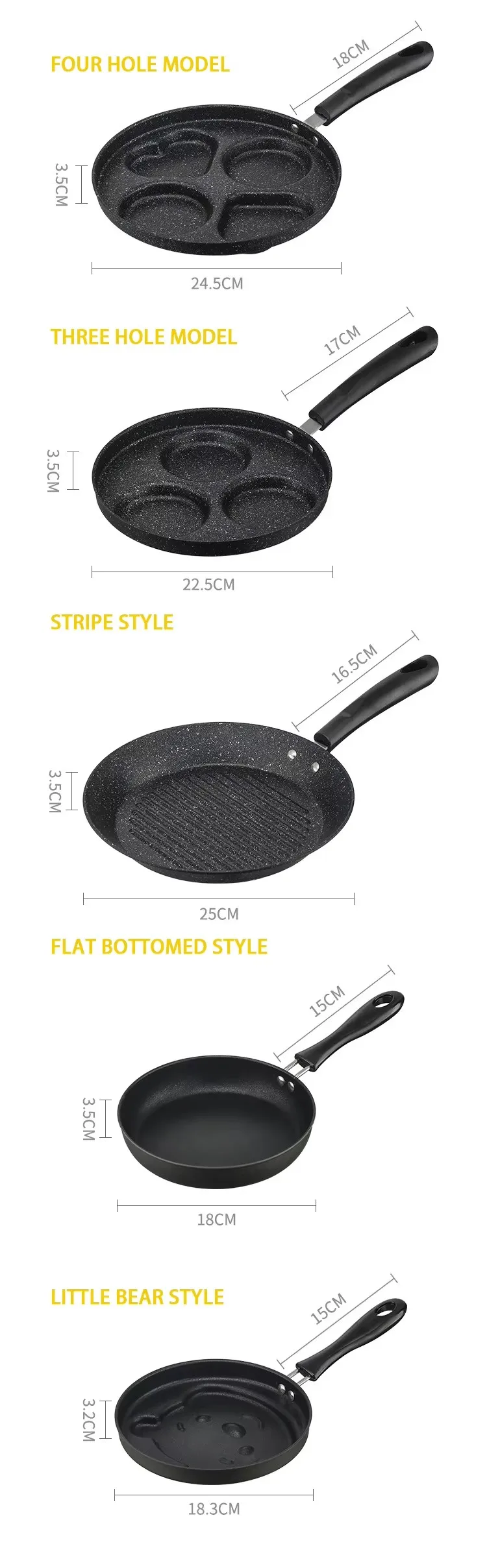 product upgrade 4 cup omelette pan cast iron non stick medical stone coating versatile kitchen breakfast skillet egg pancakes cooking-36