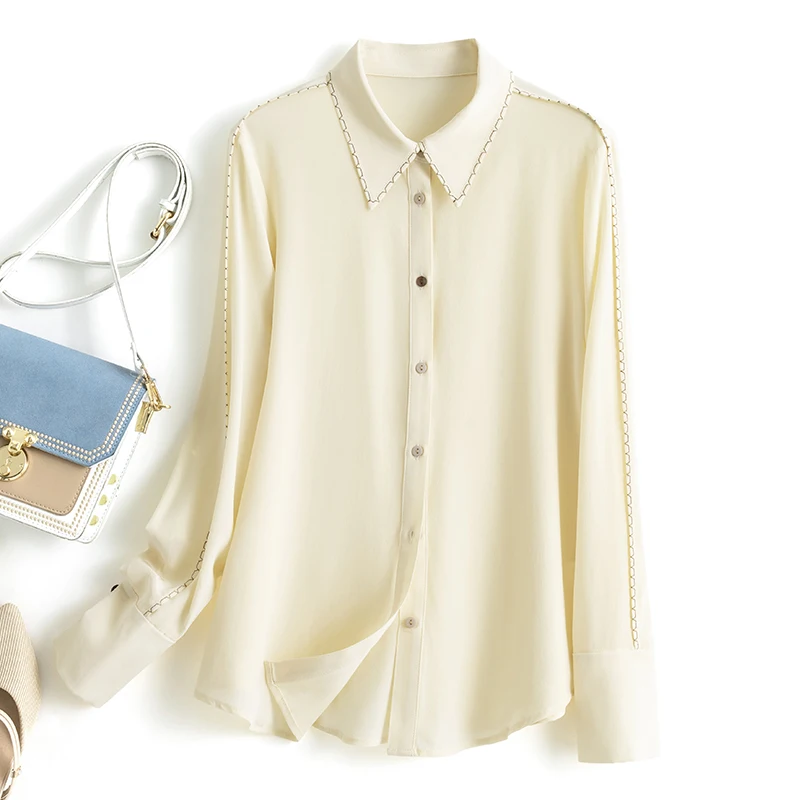 Shirt Women 100% Silk Shirt Blouse Tops 