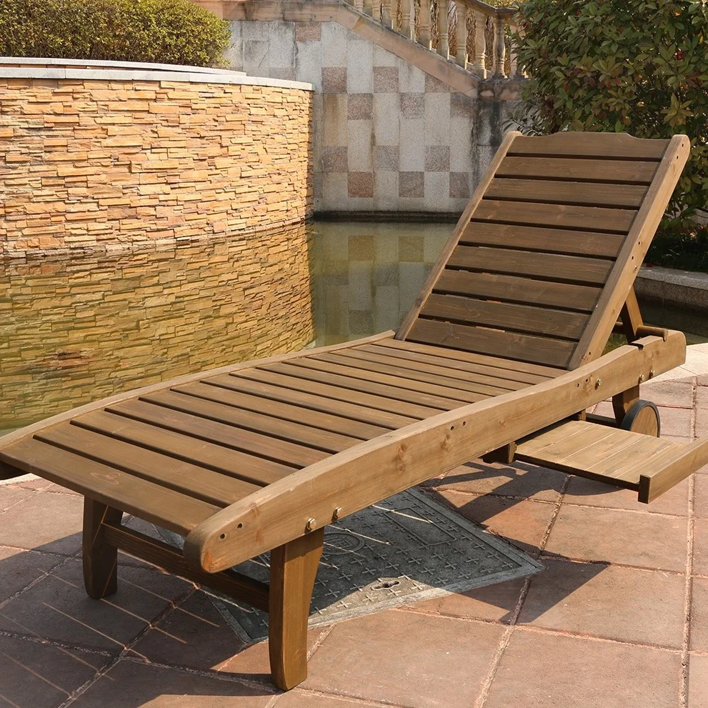 The Global Sell Resort Beach Sun Lounger Wooden Sun Lounger High