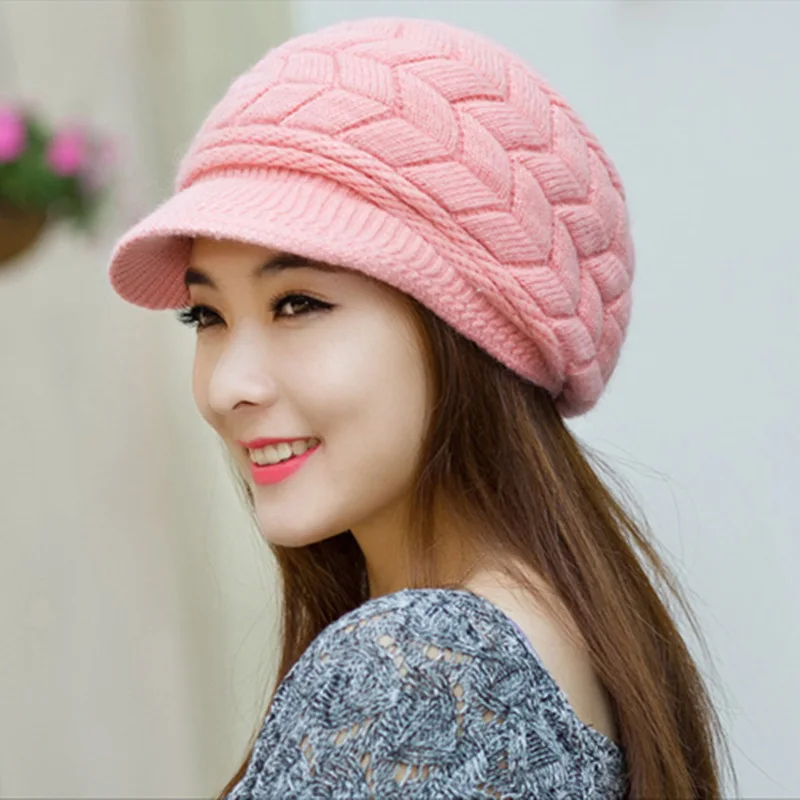 HZM-61004 Womens Winter Wool Newsboy Hats Knitted Billed