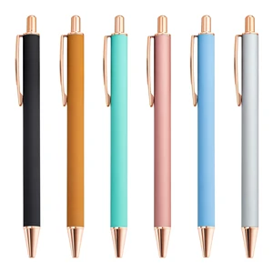 Premium-Quality Matte Rubber Paint Metal Ballpoint Pen with Custom Logo Smooth Writing for Office and Promotional Gift