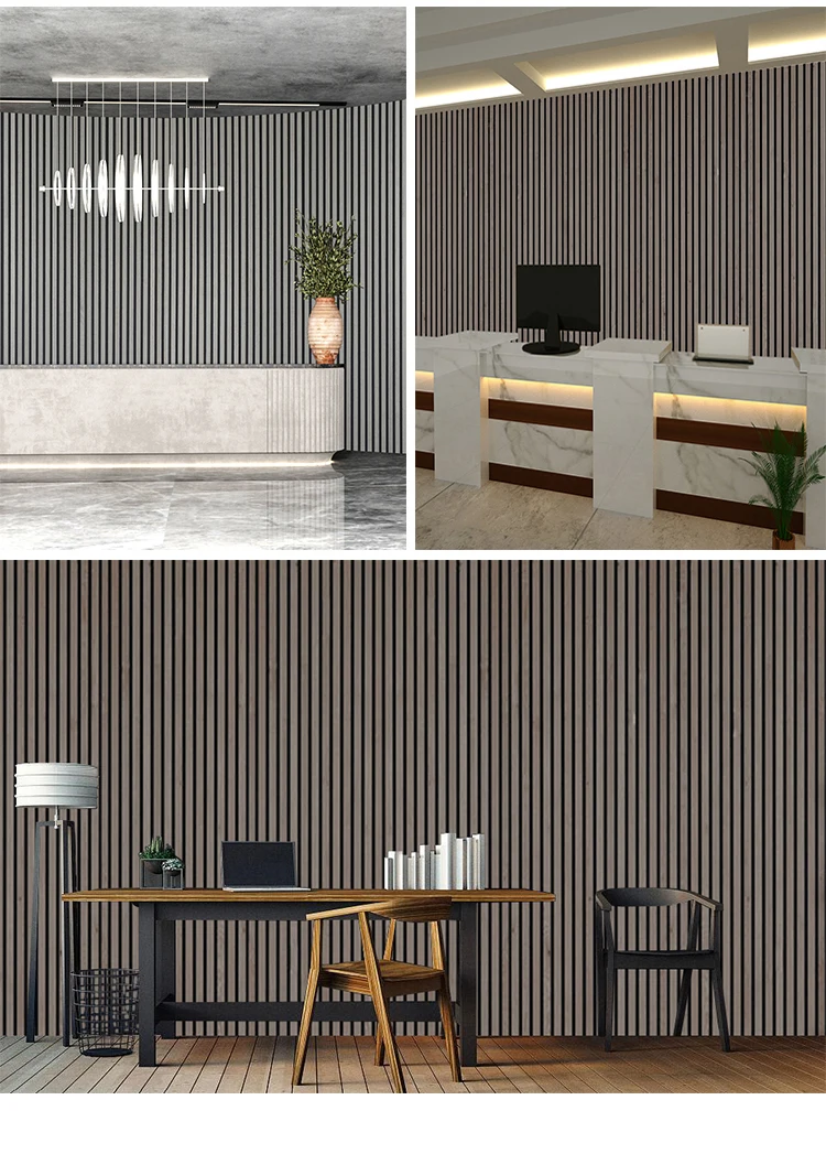 Melamine Wood Wall Slat Oak Acoustic Wood Wall Panel Black Mdf ...