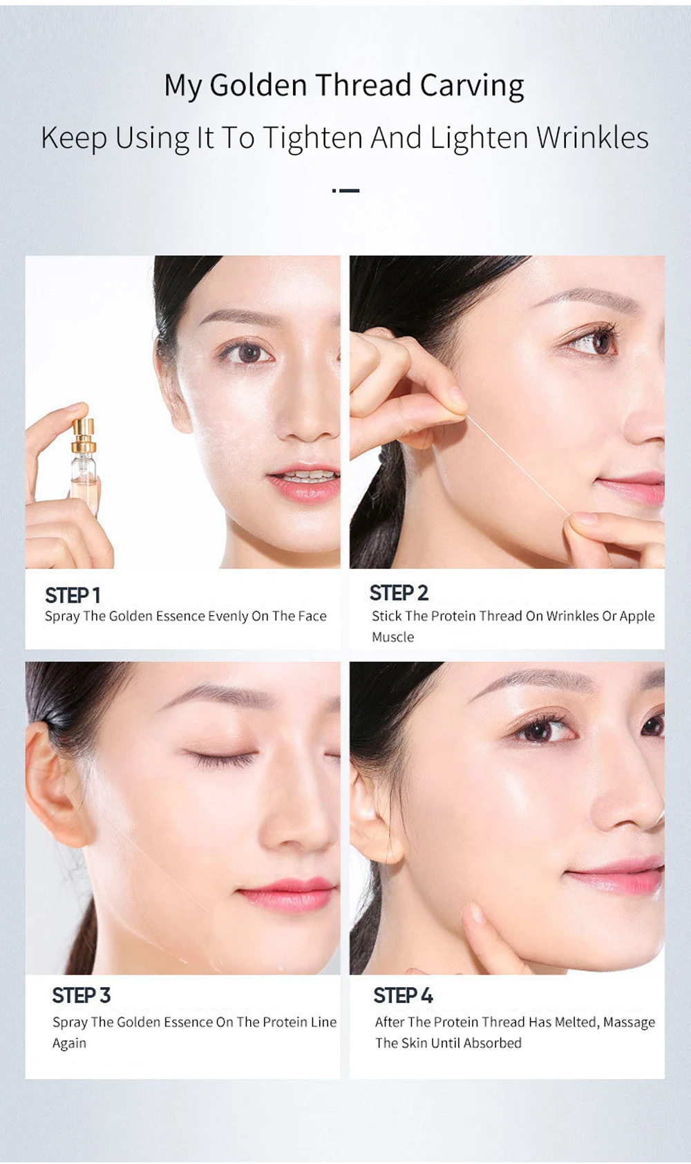 Cog Thread Lift Gold Protein Peptide Serum Facial Skin Care Firming