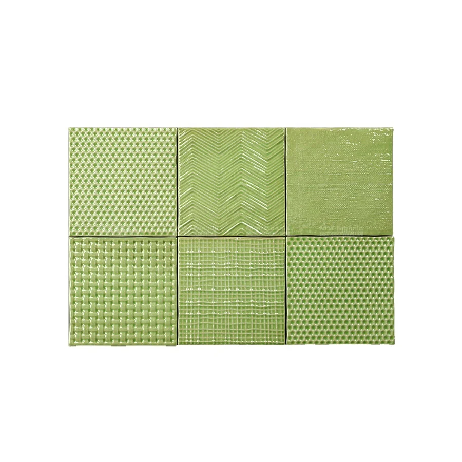 OEM Accept Glazed Porcelain Square Handmade Kitchen Backsplash Tile Green for Wall Kitchen Living Room Bedroom Hotel Project