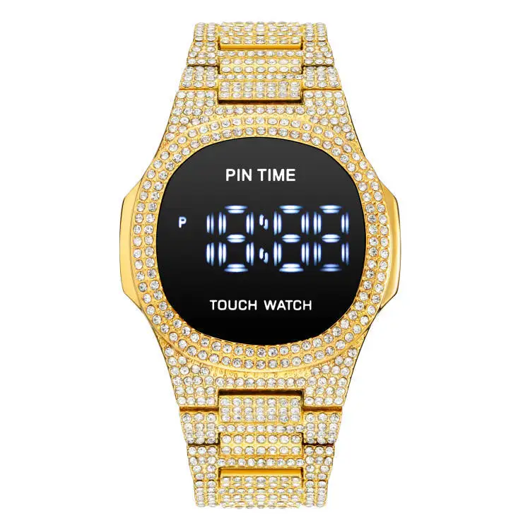 PINTIME Watch for Men Sports Automatic Digital Watch Man Luxury Diamond Watches for Men Quartz Wristwatches Waterproof Clock