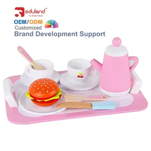 Wooden Kitchen Toys Pink Pretend Cooking Baby Educational Role Play Mini Wooden Kitchen Set for Girls