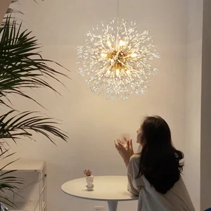 Modern Decorative Chandelier Round Creative Bright Dandelion K9 Crystal Chandelier for Bedroom