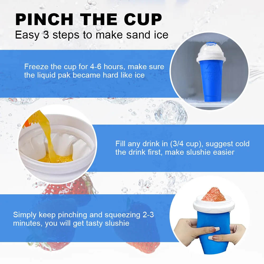 Rayshine Eco Reusable Frozen Magic Slushy Cup Tik Tok Pinch Cup Food