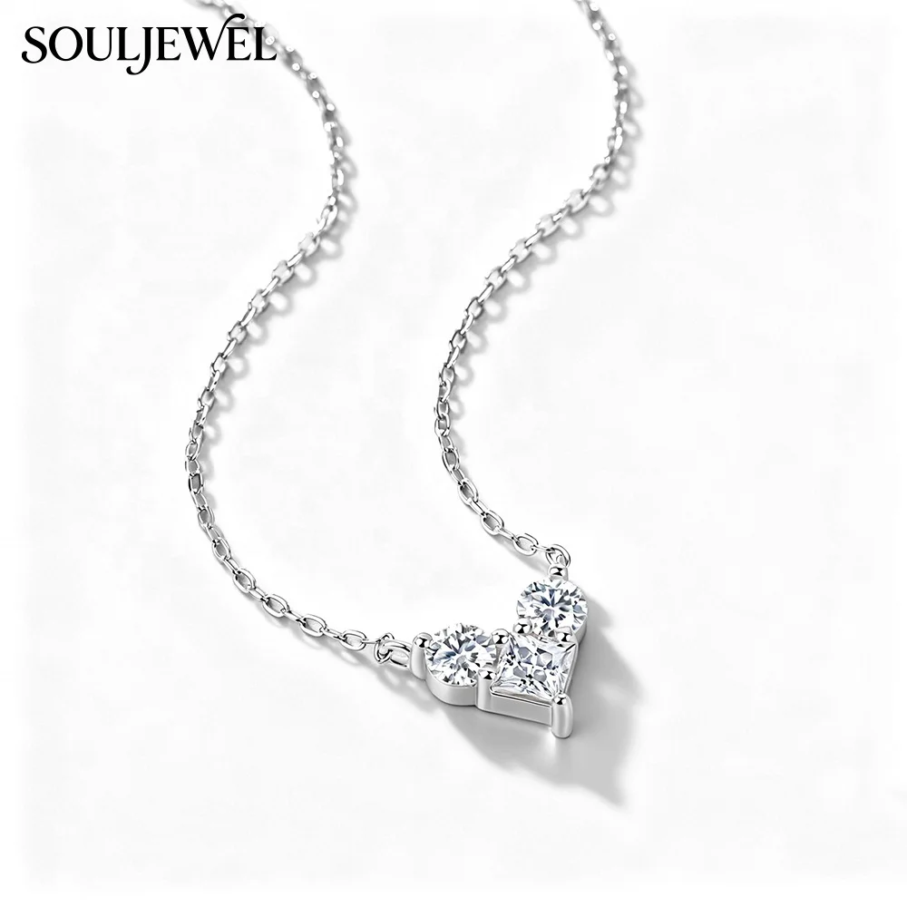 925 Silver Heart Moissanite Pendant Necklace