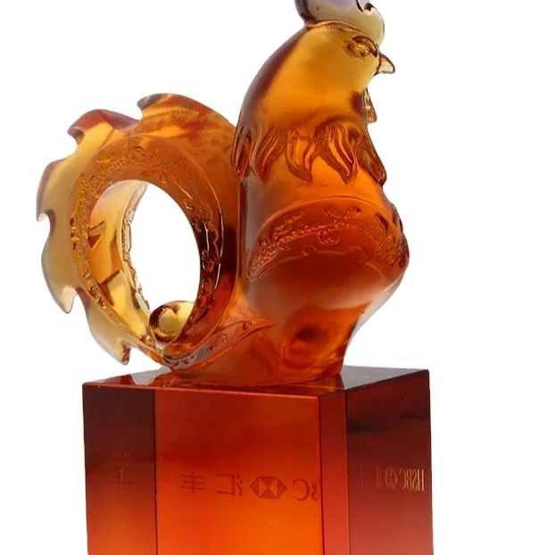 Customizable Ancient Lost wax casting Crystal Chicken Statue Animal Figurines Decorations For Home