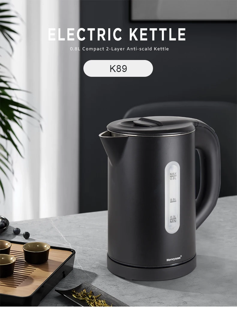 hot selling high quality stainless steel electric kettle 0.8L 1000watt for hotel