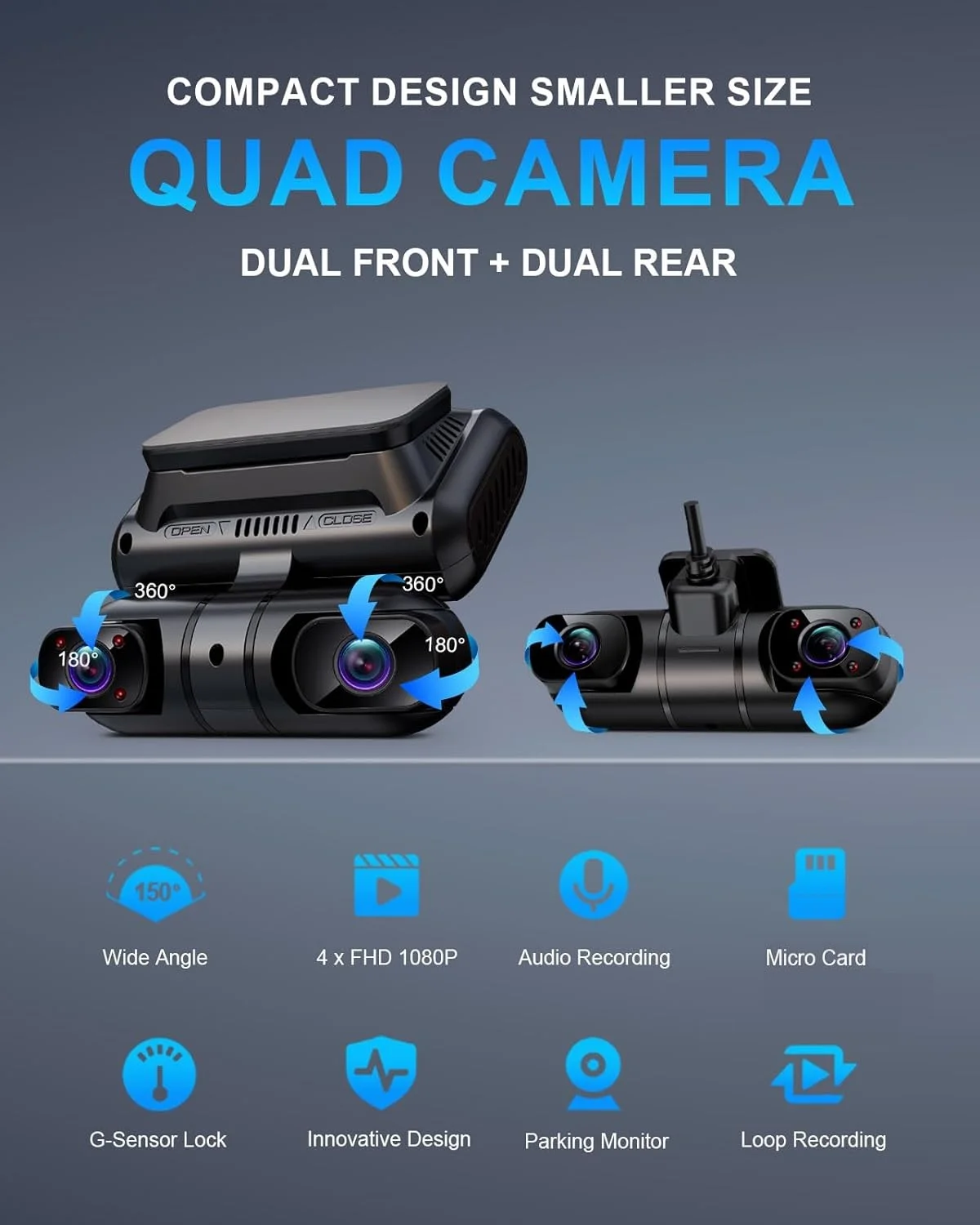 Innovative 4 Cameras 3 Inch Car Black Box 4ch 360 hd 1080P Built-in ...