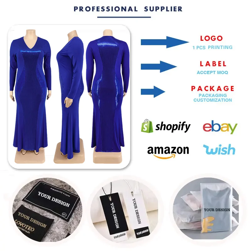 Y218227 High Quality Plus Size Women Evening Gown Dress Elegant V-neck Long  Sleeve Sequin Gowns for Women Evening Dresses| Alibaba.com