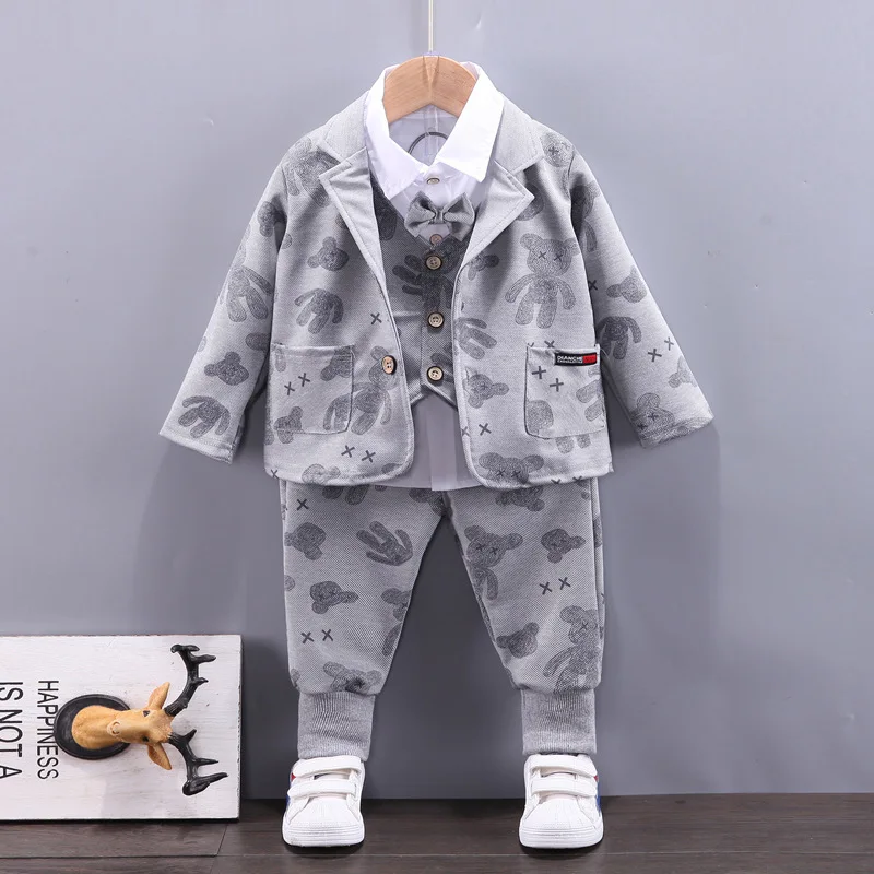 Spring Autumn Winter Baby Boys Kids 4piece Wedding Suit