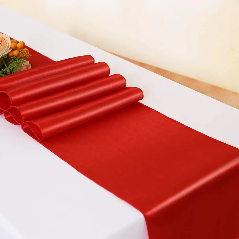 Красная атласная настольная дорожка Jiema, роскошные украшения для свадьбы, вечеринки, дома, гостиницы, свадебные украшения стола