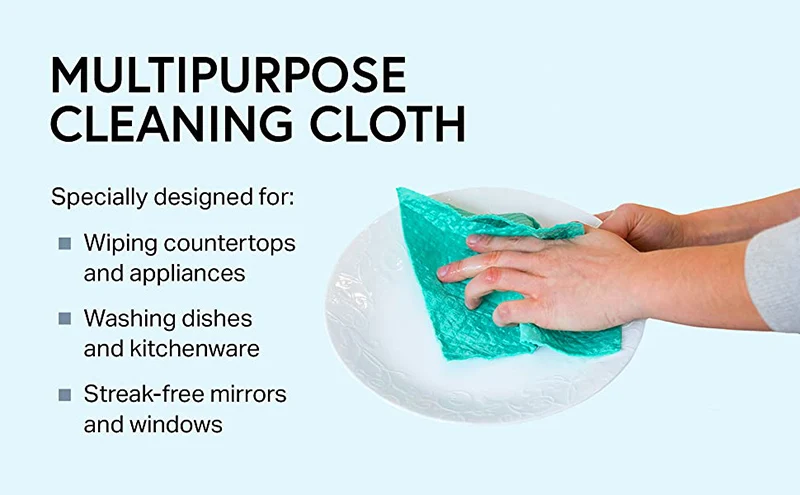 Custom Printed Reusable Kitchen Absorbent Dishcloth German Wood Pulp Cotton Eco-Friendly Extra Durable Cleaning Dishcloth