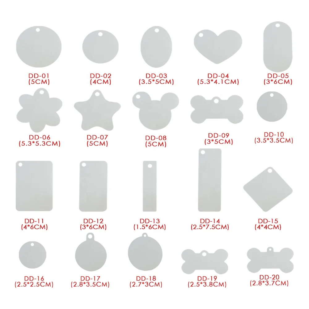 Prosub Dye Sublimation Dog Tag Blanks Double Sides Printing Id Name Pet Tags Keychain Aluminum Hanging Pendant Ornament