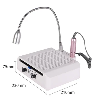Professional 80w 3 in 1 nail dust collector and drill vaccum cleaner polisher 30000RPM handpiece with led table nail lamp dryer
