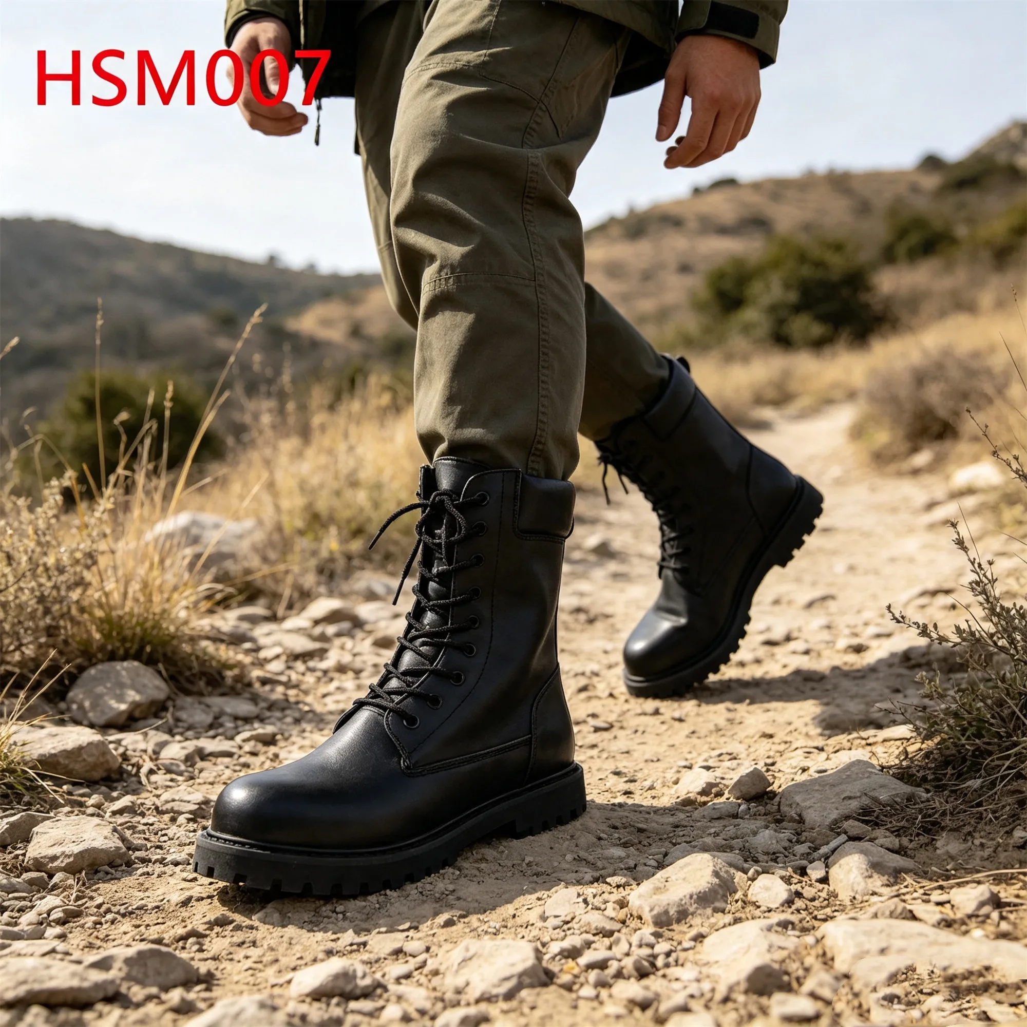ZYF,Outdoor Adventures Full Natural Cow Leather Hua Singh Combat Boots Teamwork Strong Grip Rubber Sole Men Leather Boots HSM007