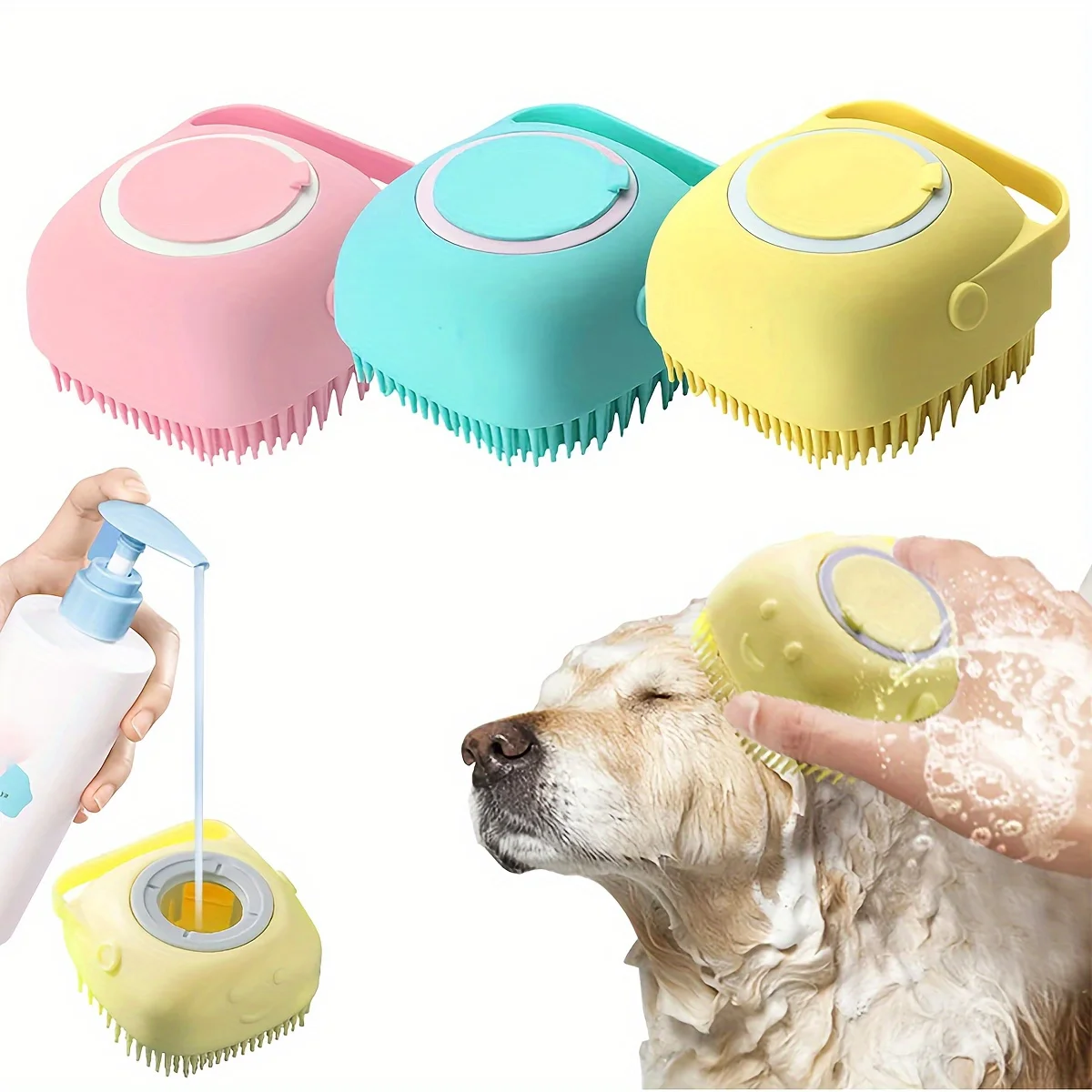 Soft Safety Silicone Pet Dog Bath Brush Pretty Dog Shower Brush Massage Tools for Dog and Cats