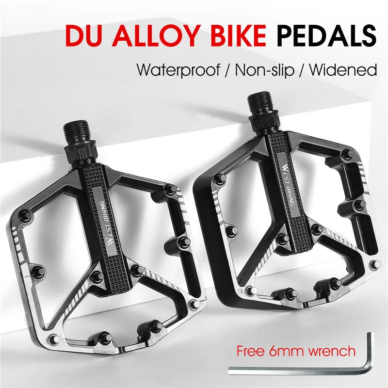 Pédales De VTT En Alliage D'aluminium Avec Pédales à Roulement Et Grandes Pédales Pour La Conduite (Noir