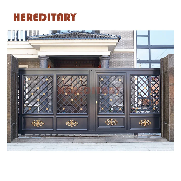 Powder Coated Curved Sliding Gate Modern Gate With Automatic Gate Opener