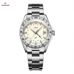 OEM Customized Luxury ETA Langda GMT Movement Brand 316L Solid Stainless Steel 200m Diving Men's Quartz Waterproof Watches