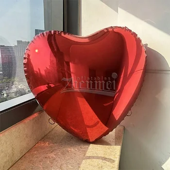 Zhenmei Manufacturer Giant Red Heart Shaped Reflective mirror ball disco mirror ball inflatable mirror balloons