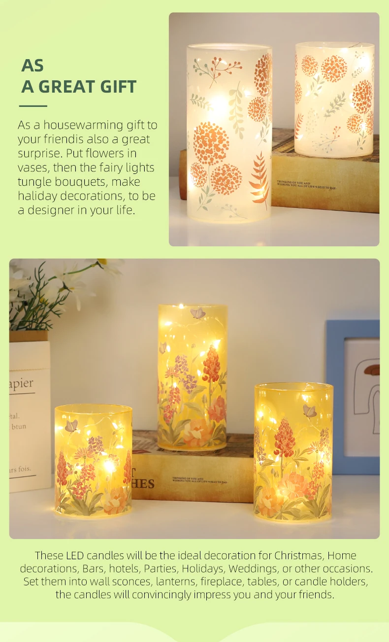 2023 New Battery Operated Christmas Decorative Led lighted Up Etched Glass Cylinder factory