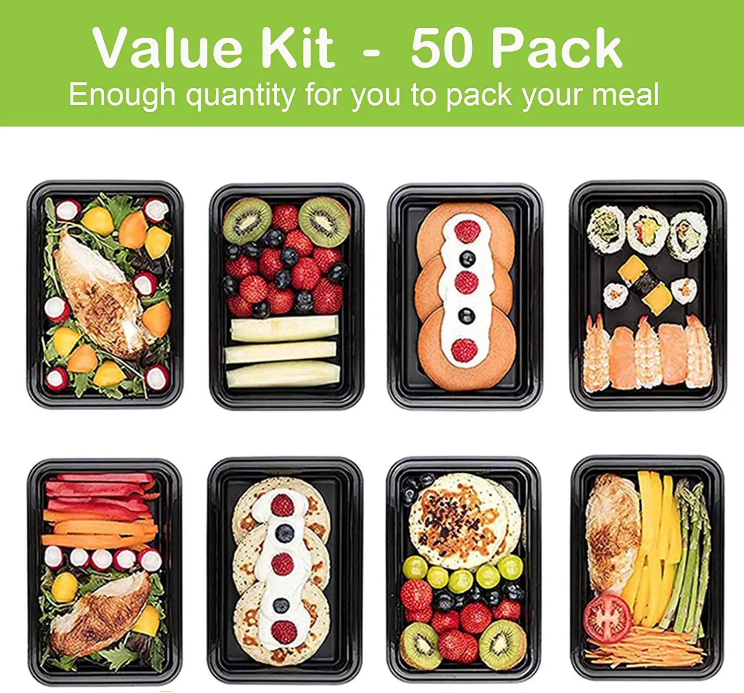 50-pack Meal Prep Containers,26 Oz Microwavable Reusable Food 